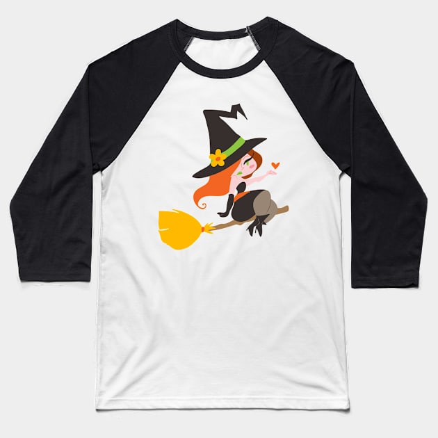 Cute Redhaired Witch Baseball T-Shirt by saradaboru